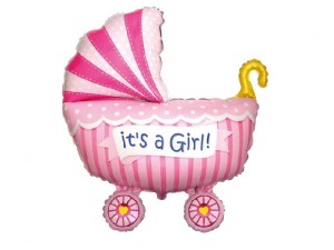 Balon foliowy Wózek różowy It's a Girl 89 cm.