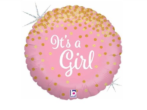 balon its a girl rozowy w groszki 18 cali.jpg