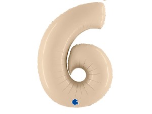 Balon foliowy cyfra 6 satin  cream 102 cm. Grabo