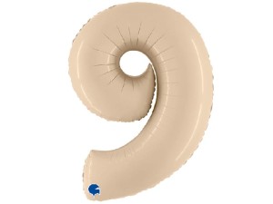 Balon foliowy cyfra 9 satin  cream 102 cm. Grabo