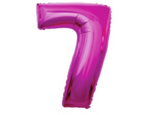 Balon foliowy cyfra 7 różowa 92 cm. 