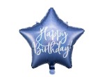 Balon foliowy gwiazdka Happy Birthday granat 40 cm.
