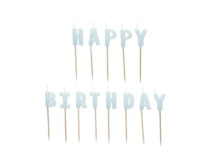 Świeczki urodzinowe Happy Birthday niebieskie 2,5 cm.