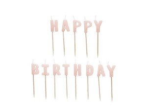 Świeczki urodzinowe Happy Birthday różowe 2,5 cm.
