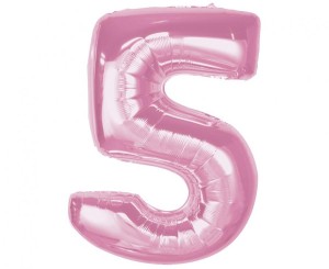 Balon foliowy cyfra 5 j. róż 92 cm. Smart