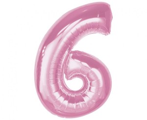 Balon foliowy cyfra 6 j. róż 92 cm. Smart