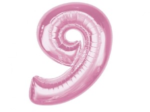 Balon foliowy cyfra 9 j. róż 92 cm. Smart