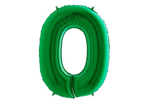 balon foliowy cyfra 0 zielona 92 cm.