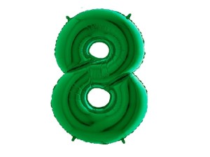 Balon foliowy cyfra 8 zielona 102 cm.  GRABO