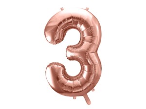Balon foliowy cyfra 3 rose gold 86 cm.