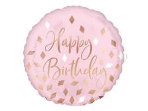 Balon foliowy Happy Birthday różowy 18 cali.