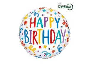 Balon foliowy Birthday Playful Streamers 18 cali.