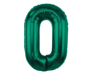 Balon foliowy cyfra 0 butelkowa zieleń 86 cm.