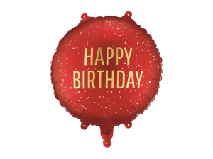 Balon foliowy pastylka Happy Birthday czerwona 35 cm.