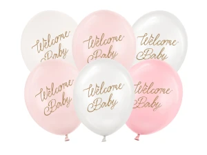 Balony Welcome Baby mix różowy (1 op. / 6 szt.)
