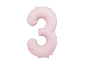 Balon foliowy cyfra 3 jasny różowy 86 cm.