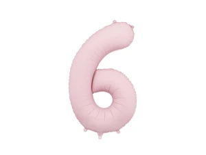 Balon foliowy cyfra 6 jasny różowy 86 cm.