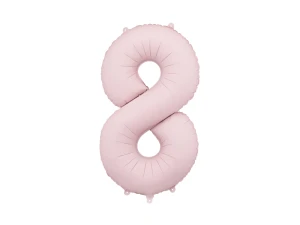 Balon foliowy cyfra 8 jasny różowy 86 cm.