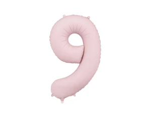 Balon foliowy cyfra 9 jasny różowy 86 cm.