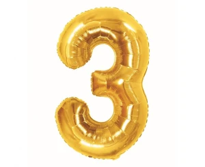 Balon foliowy cyfra 3 Royal gold 85 cm.