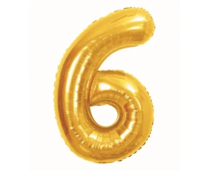 Balon foliowy cyfra 6 Royal gold 85 cm.