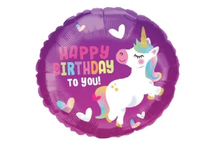 Balon foliowy 18" Jednorożec Happy Birthday