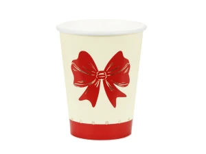 Kubeczki Kokardka czerwono-beżowe (1 op. / 6 szt.) 250 ml.