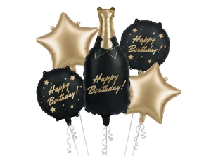 Zestaw balonów butelka Happy Birthday (1 op. / 5 szt.)