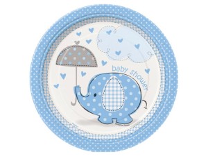 Talerzyki baby shower słonik niebieski